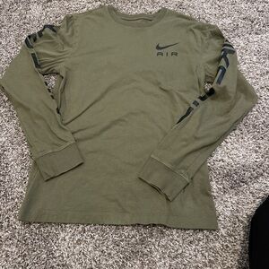 Nike Olive Green Long Sleeve Air Tee with Black Logos